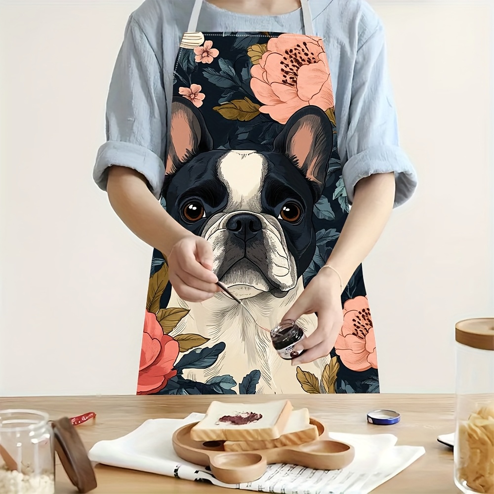 Kitchen Baking Ideas - Celemek Motif Bunga French Bulldog -