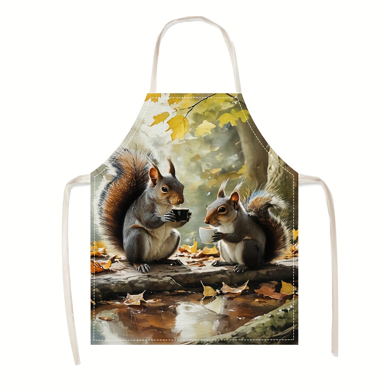 Celemek Linen Motif Tupai dan  - Kitchen Baking Ideas ulasan dan harga