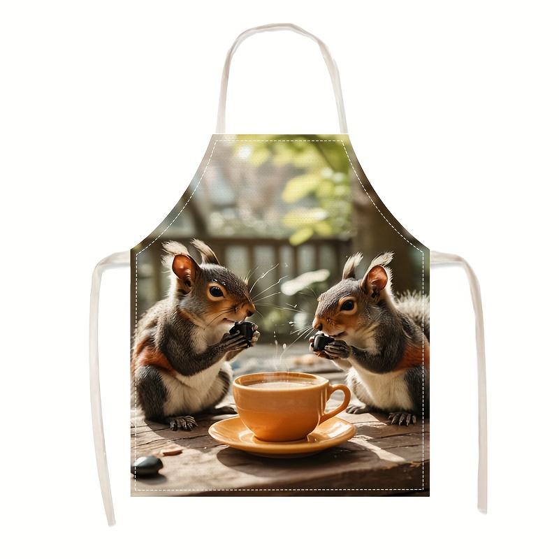Celemek Linen Motif Tupai dan  - Kitchen Baking Ideas ulasan dan harga
