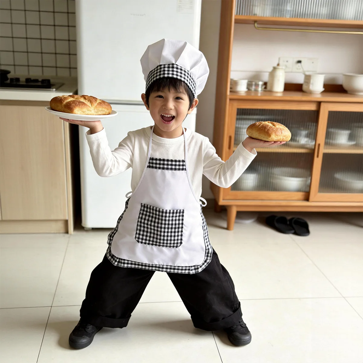 2pcs Set Celemek dan Topi Koki - Baking Kitchen Set Up ulasan dan harga